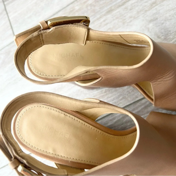 Michael Kors  Beige Leather Wedge Sandals - Picture 8 of 15